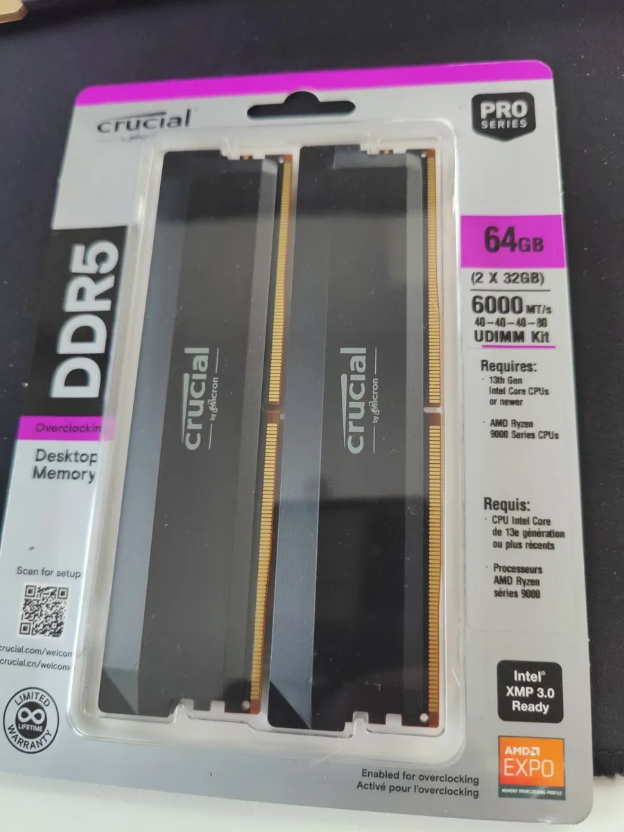 Crucial Pro DDR5 RAM 64GB Kit (2x32GB) 6000MHz CL4 - Image 1