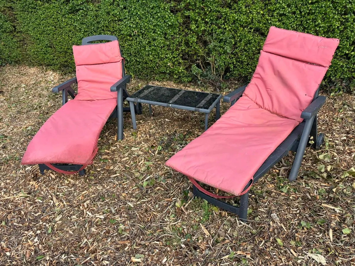 2 sun beds + coffee table - Image 1