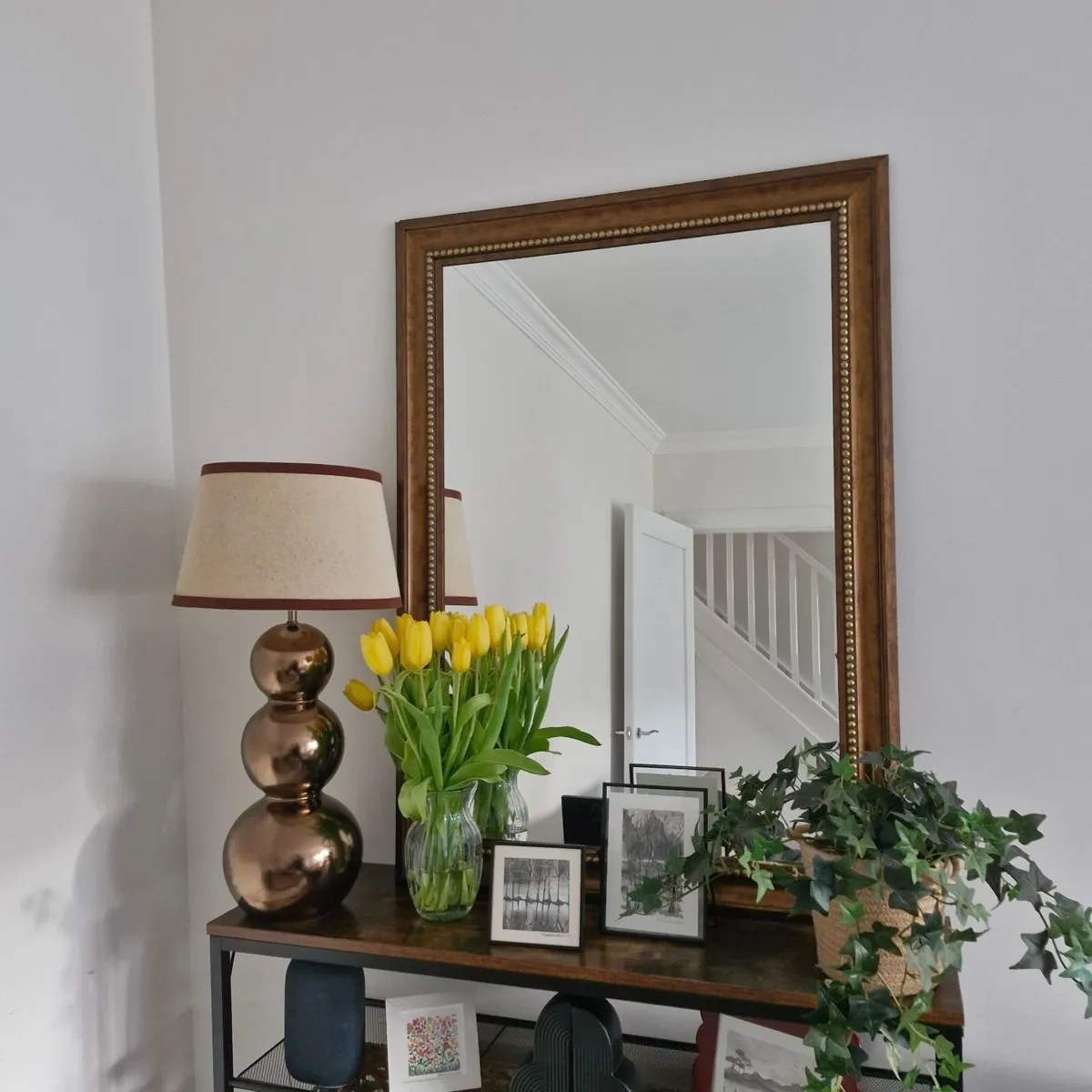 Large Brown & Gold Rectangular Mirror - Image 1