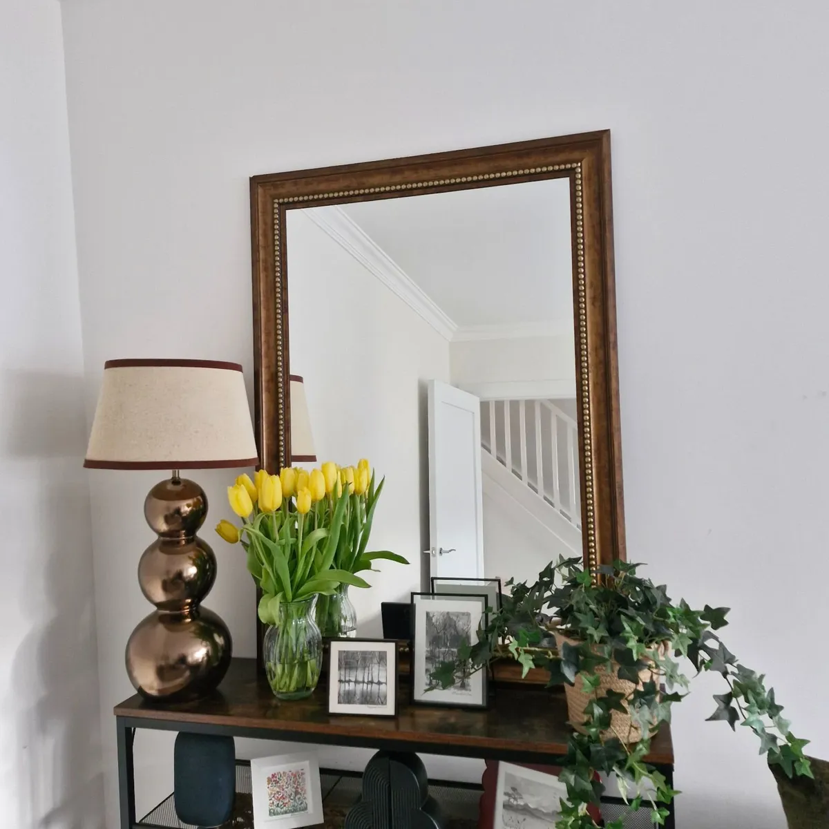Large Brown & Gold Rectangular Mirror - Image 4