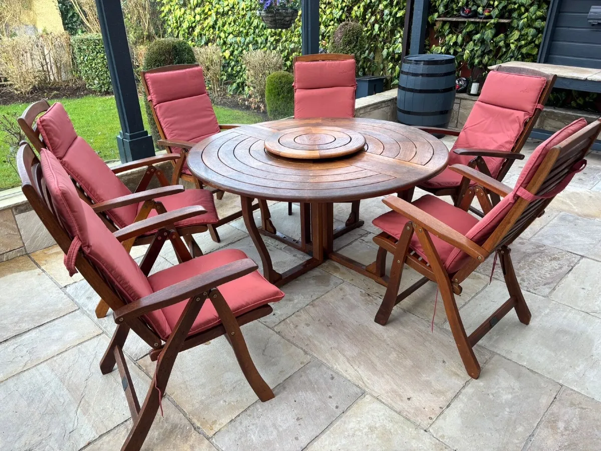 Solid Wood Pagoda Table & Chairs Set - Image 1