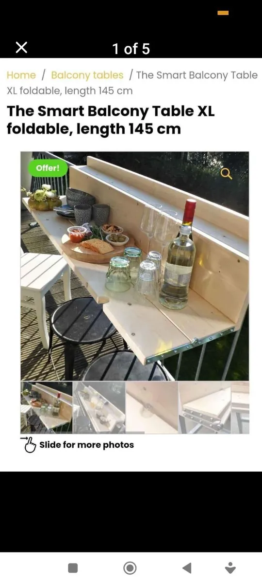 Balcony railing table - Image 1