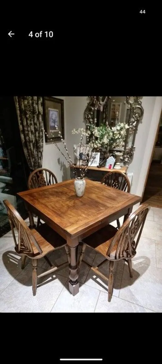 Oak/Teak Dining Table (Extendable) and 6 Chairs - Image 2