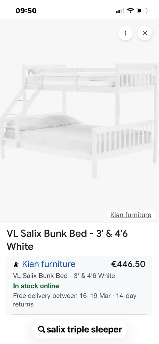 Triple bunk bed
