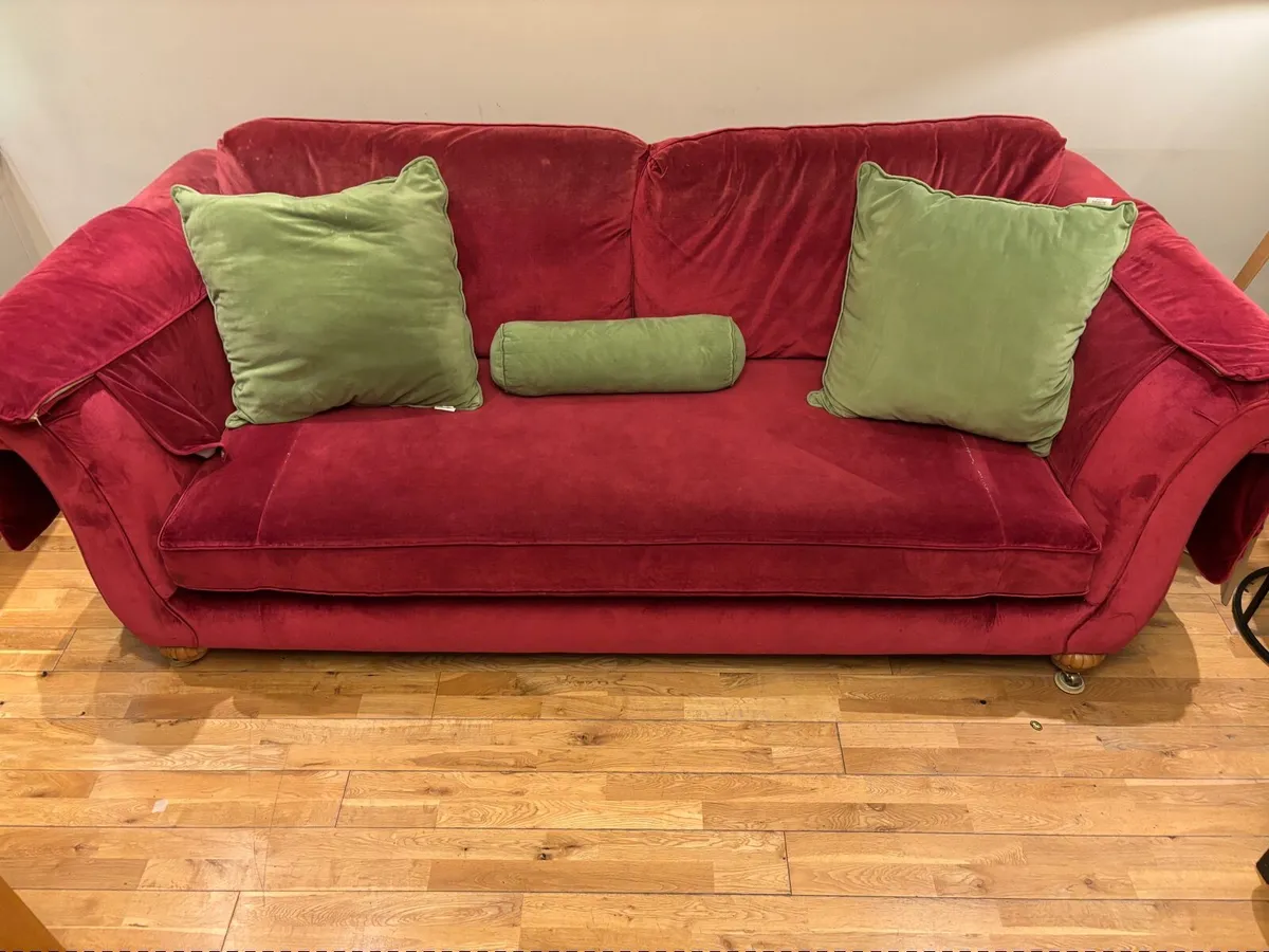 Fineline 3 & 2 Seater Sofa Set – Red Velvet - Image 1