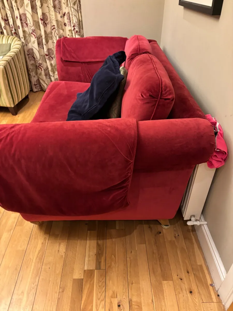 Fineline 3 & 2 Seater Sofa Set – Red Velvet - Image 3