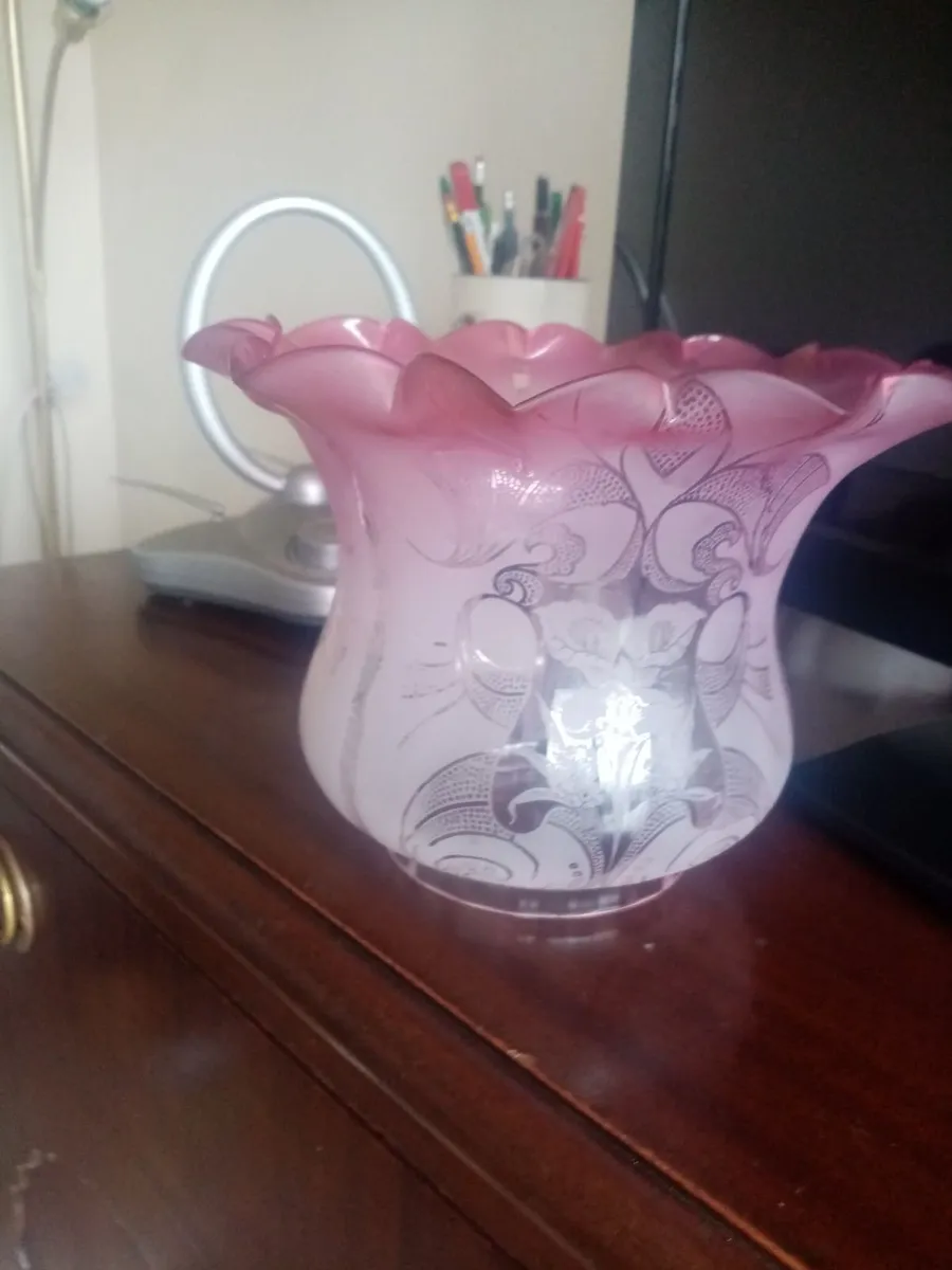 Victorian Oil Lamp shade, Burner. - Image 1