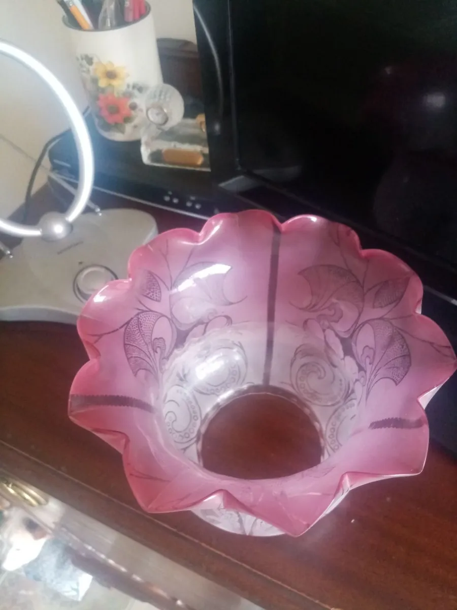 Victorian Oil Lamp shade, Burner. - Image 2