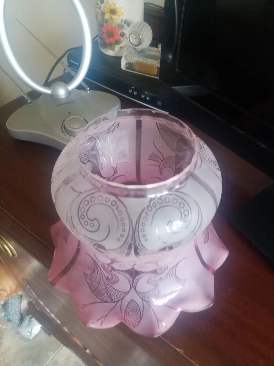 Victorian Oil Lamp shade, Burner. - Image 3