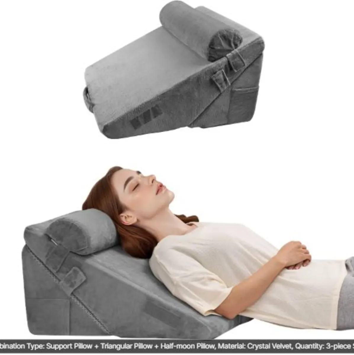 Bed Wedge Pillow for Sleeping, 3 Pcs Adjustable - Image 1
