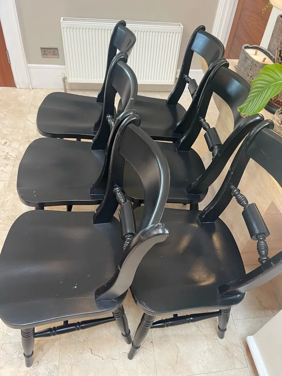 6 x Good Sturdy Black Kitchen Dining Chairs - Image 2