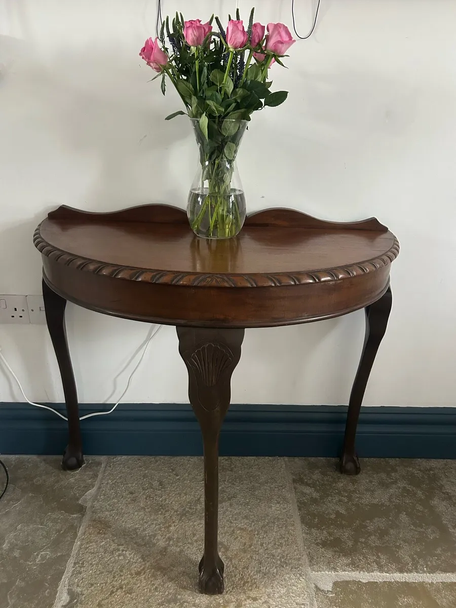 Mahogany Demi lune side table - Image 2