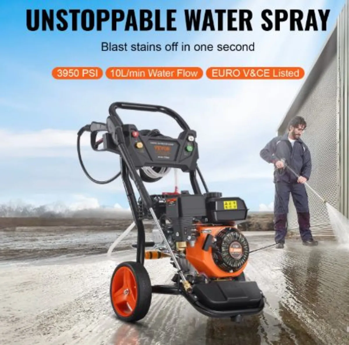 Gas Pressure Washer,3950 PSI 10L/min, 2.6 GPM Gas - Image 2