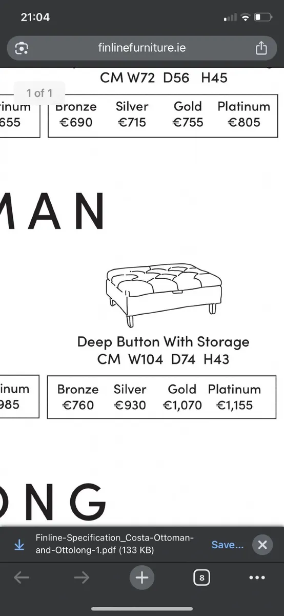 Fineline furniture couch and foot stool - Image 3