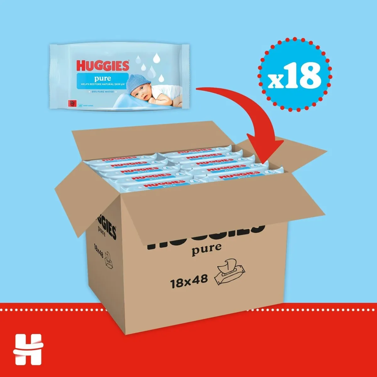 Huggies Pure Fragrance Free, Pack of 18 - Image 4