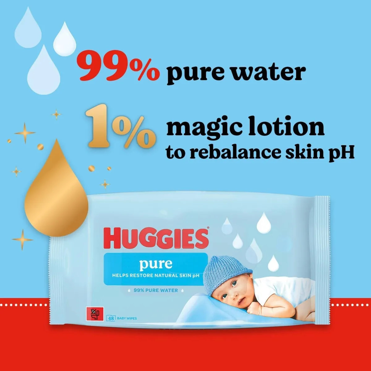 Huggies Pure Fragrance Free, Pack of 18 - Image 2
