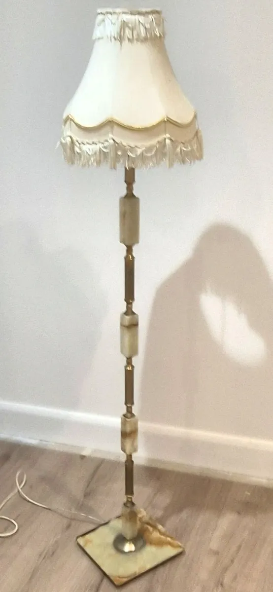 Onyx and brass floor lamp