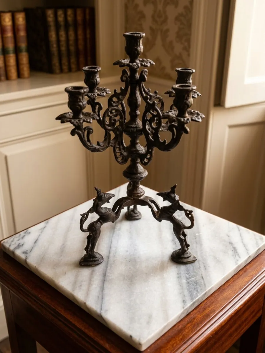 Pair of antique brass candleabras POSTAGE AVAILABL - Image 4