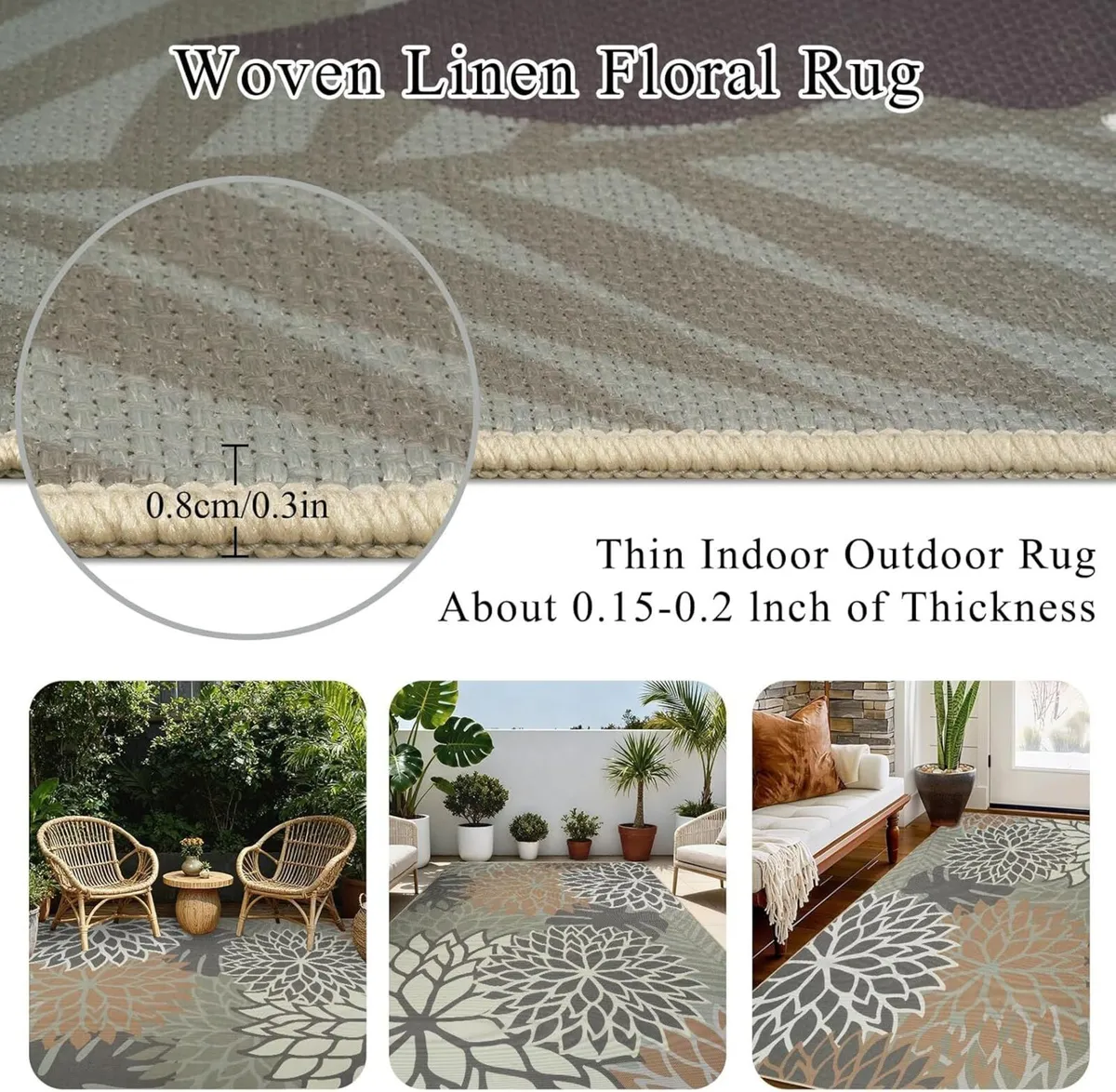 Outdoor Rug 200x300cm Jute Rugs Living Room - Image 4