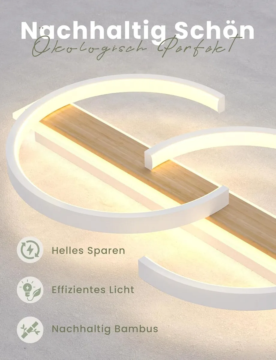 LED Ceiling Light dimmable lamp Wood Living Room - Image 3