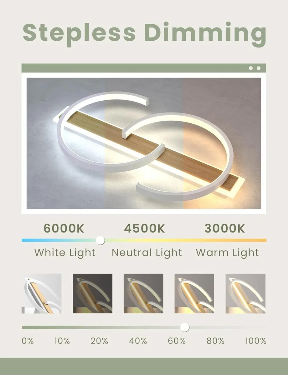 LED Ceiling Light dimmable lamp Wood Living Room - Image 4