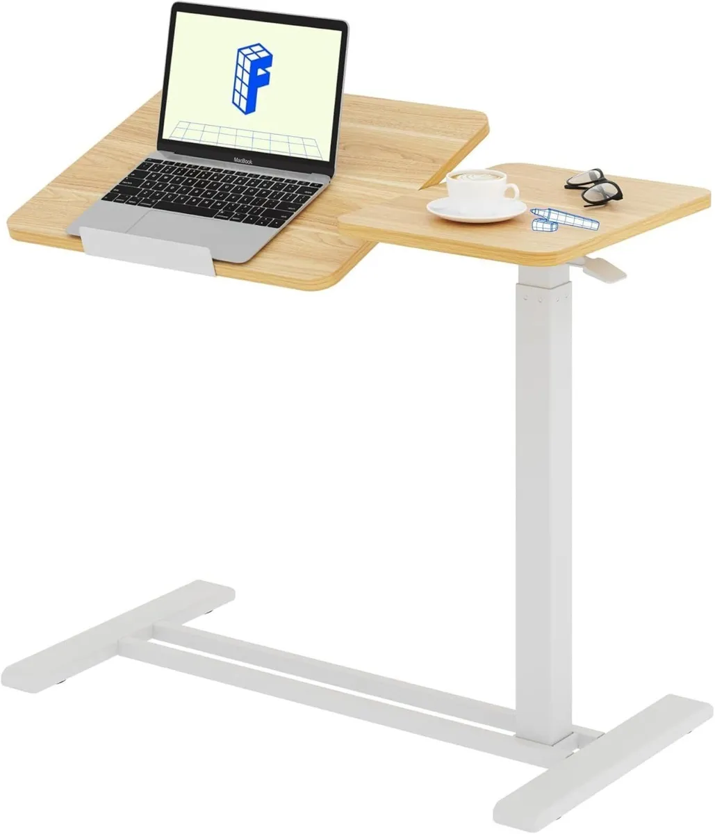 Overbed Table with Wheels Adjustable Bedside - Image 1