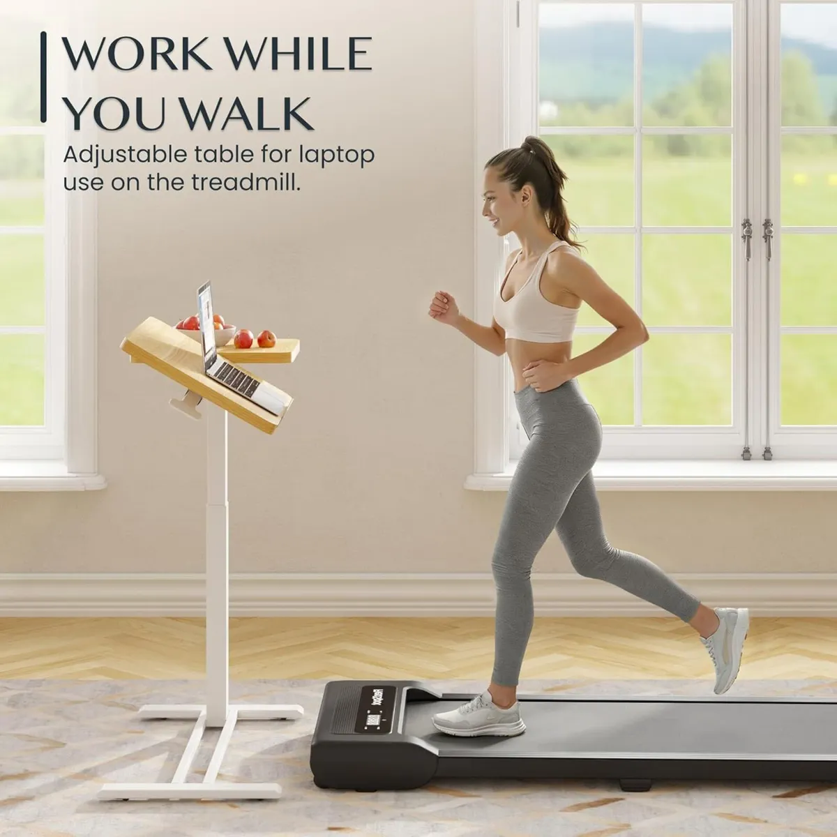 Overbed Table with Wheels Adjustable Bedside - Image 4