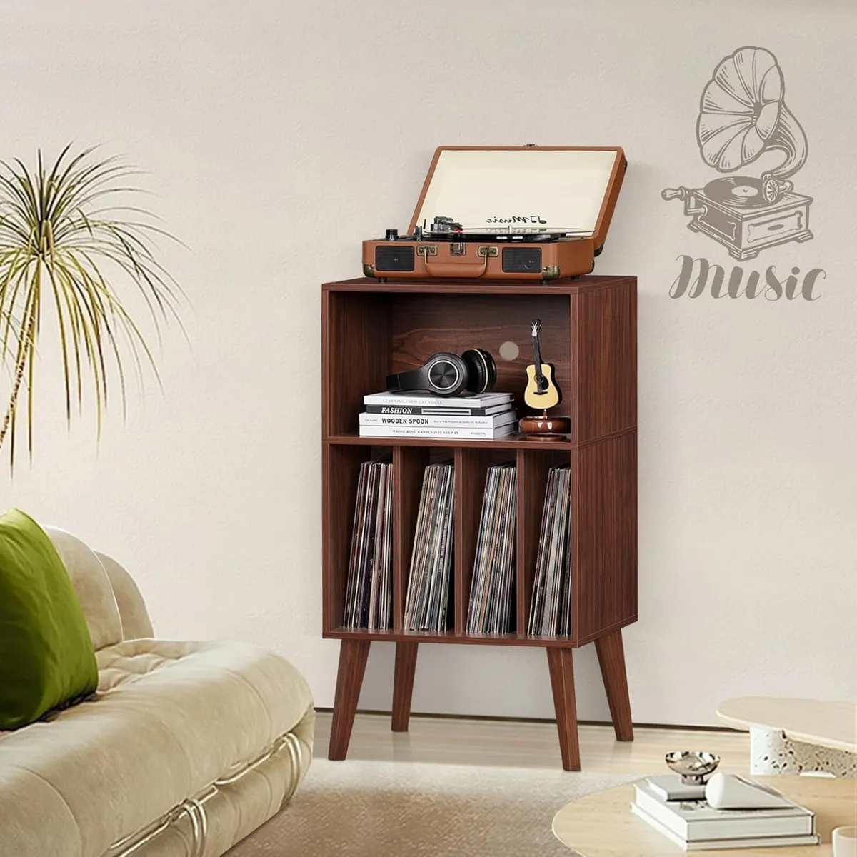 Record Player Stand Turntable Hold Up To 160 - Image 4