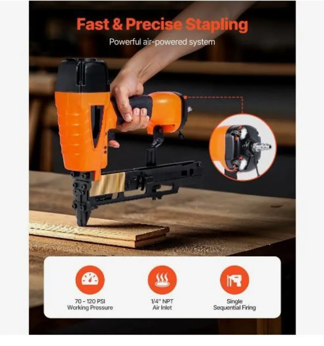 Pneumatic Staple Gun, 16 Gauge 10.8mm - Image 3