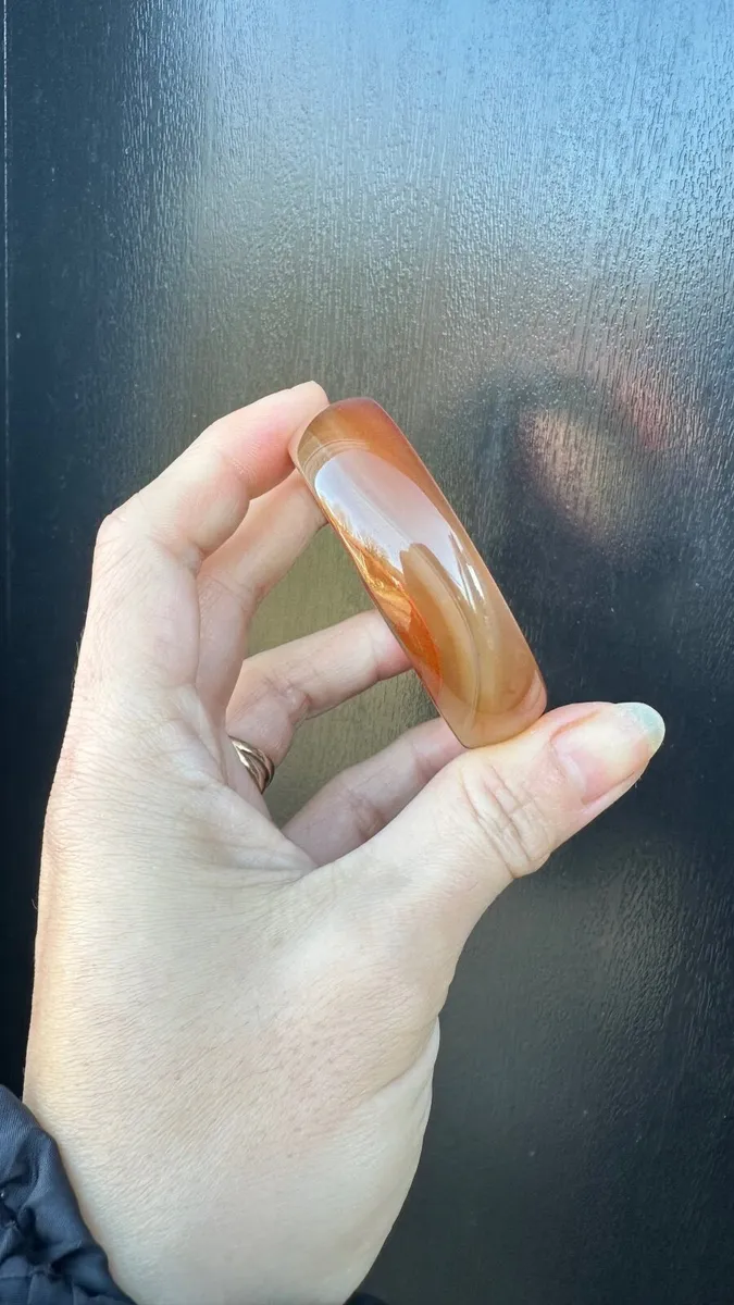 Natural orange chalcedony jade bangle 54mm - Image 4