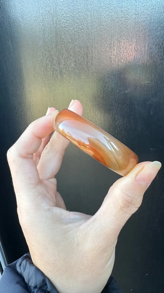 Natural orange chalcedony jade bangle 54mm - Image 2