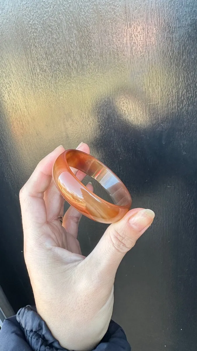 Natural orange chalcedony jade bangle 54mm - Image 1