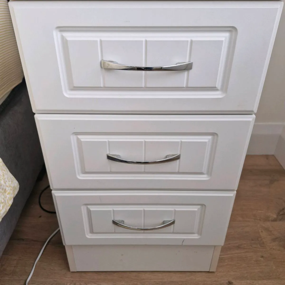 2x White Bedside Locker – 3 Drawers - Image 1