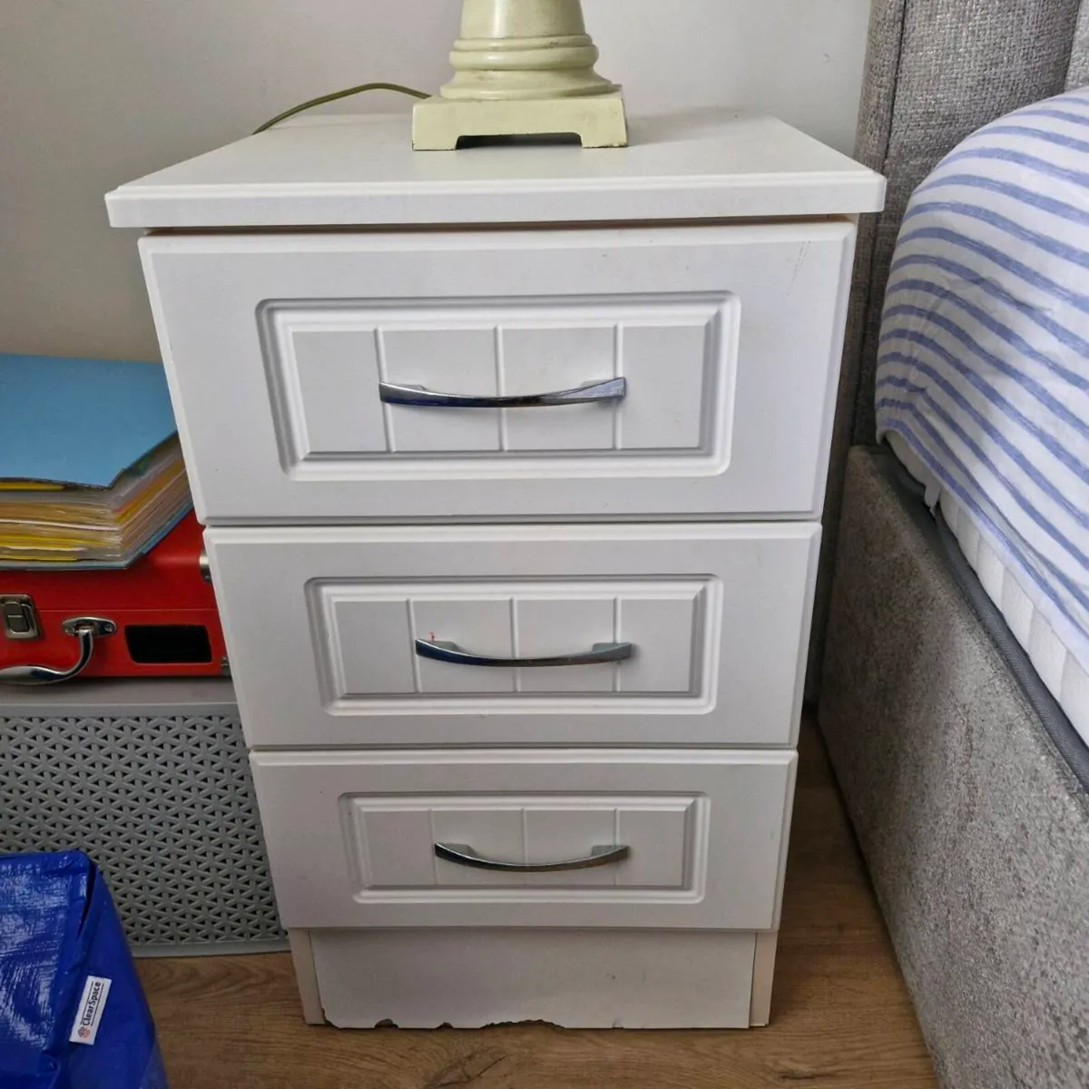 White Bedside Table - 3 Drawers - cheap - Image 1