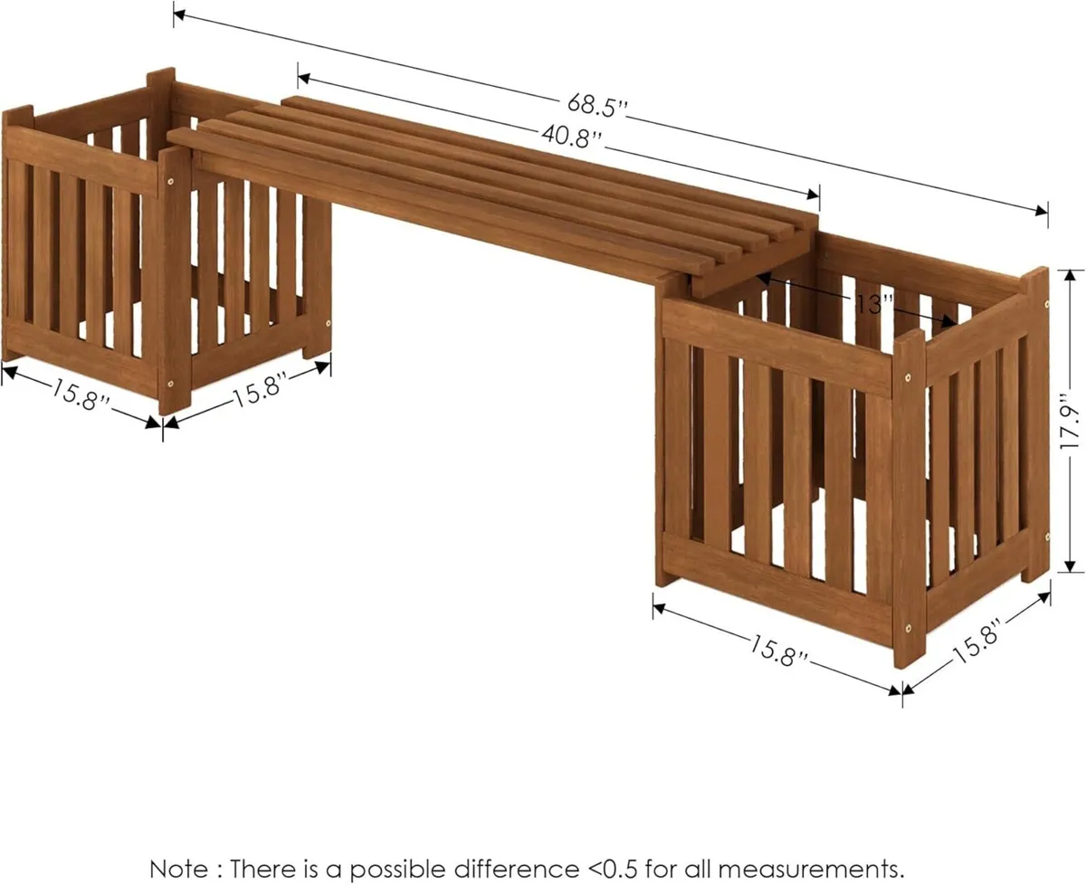 Outdoor Planter Box with Seater Wood Natural - Image 3