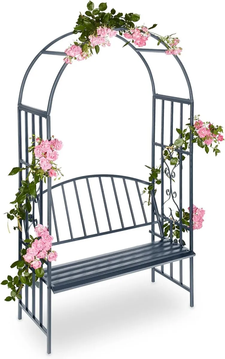 Arbour with Bench Robust Metal 2-Seater Decorative - Image 1