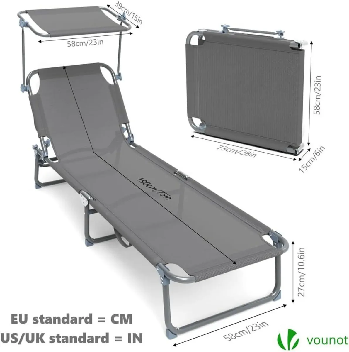 ® Folding Sun Loungers Set of 2 Textilene - Image 2