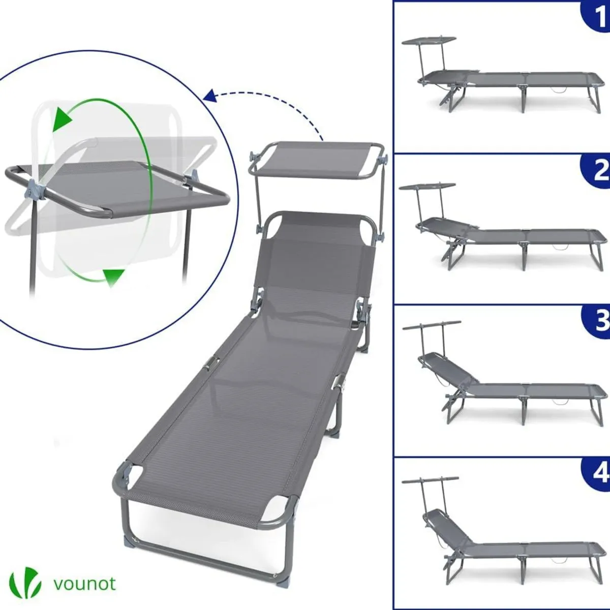 ® Folding Sun Loungers Set of 2 Textilene - Image 3