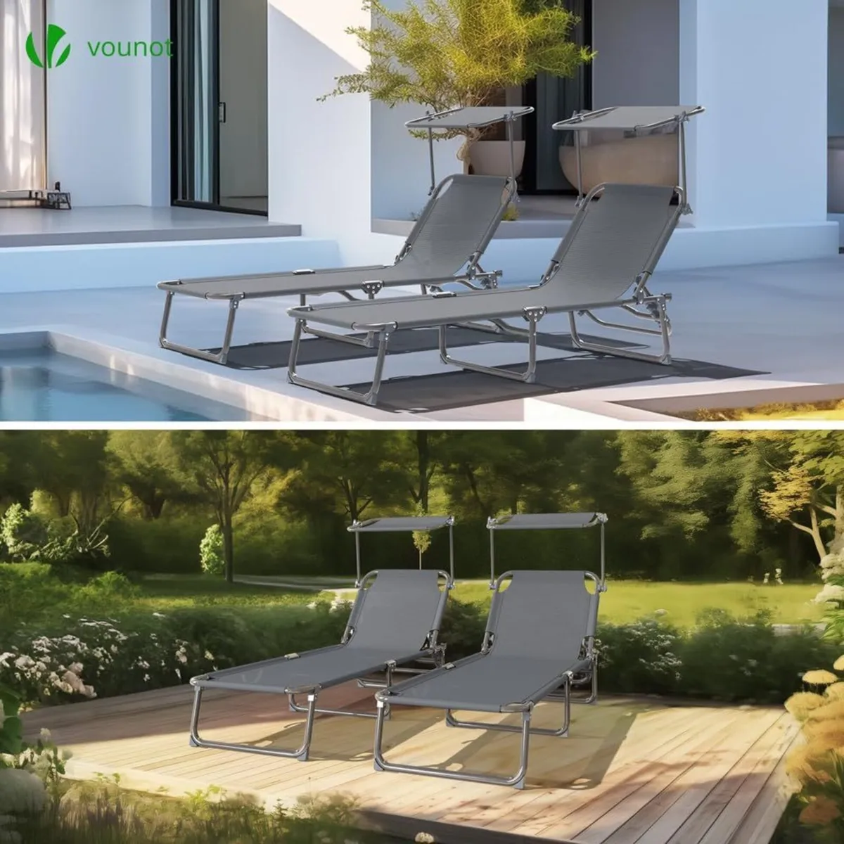 ® Folding Sun Loungers Set of 2 Textilene - Image 4