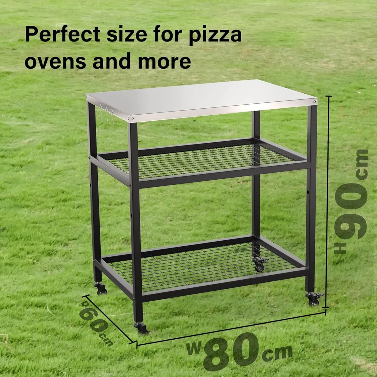 Outdoor Pizza Oven Stand Grill Cart Table Trolley - Image 2