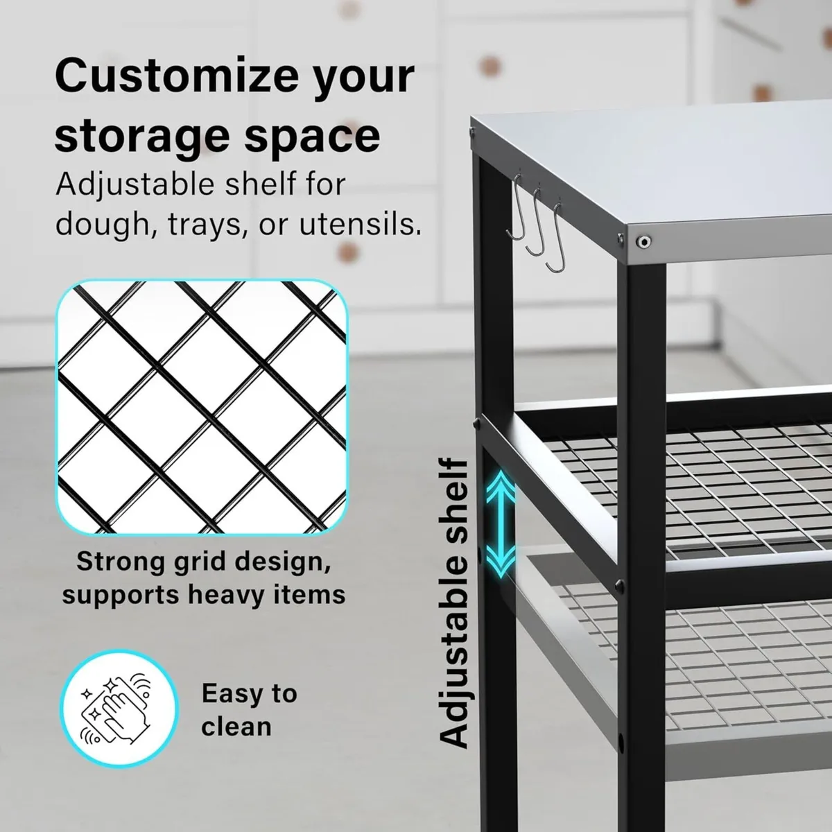 Outdoor Pizza Oven Stand Grill Cart Table Trolley - Image 4