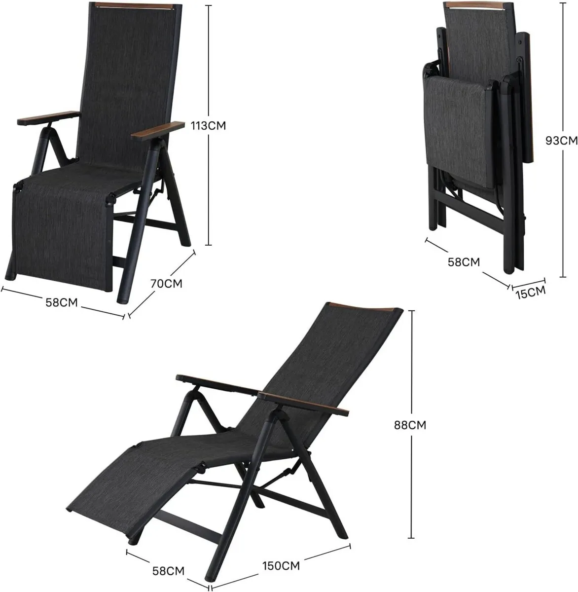 Foldable Sun Lounger Reclining Garden Chair - Image 3
