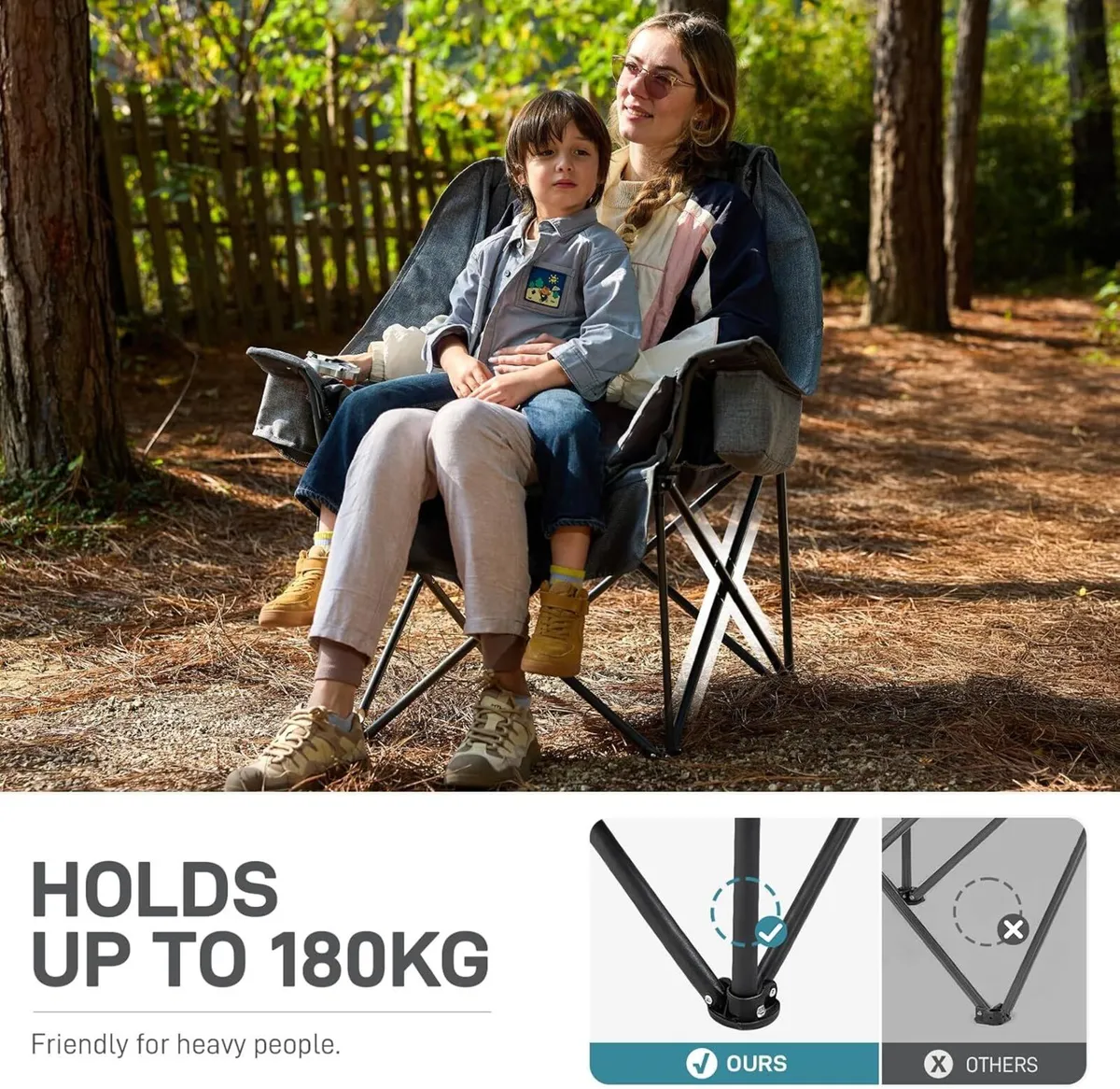 2-in-1 Oversized Camping Chair Heavy Duty Folding - Image 4