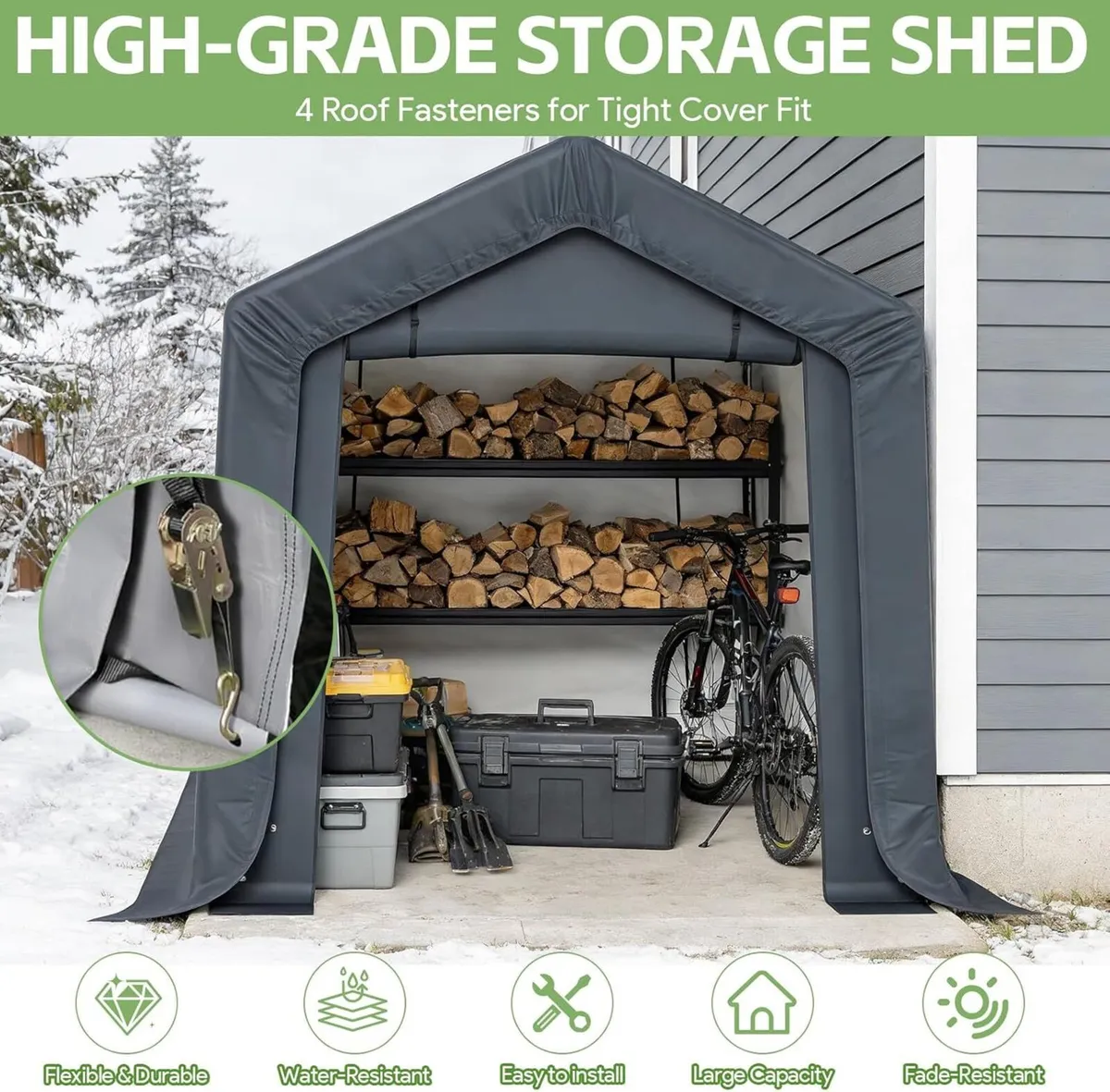 3m x 2m 1.8m Portable Storage Tent Shed Heavy-Duty - Image 3