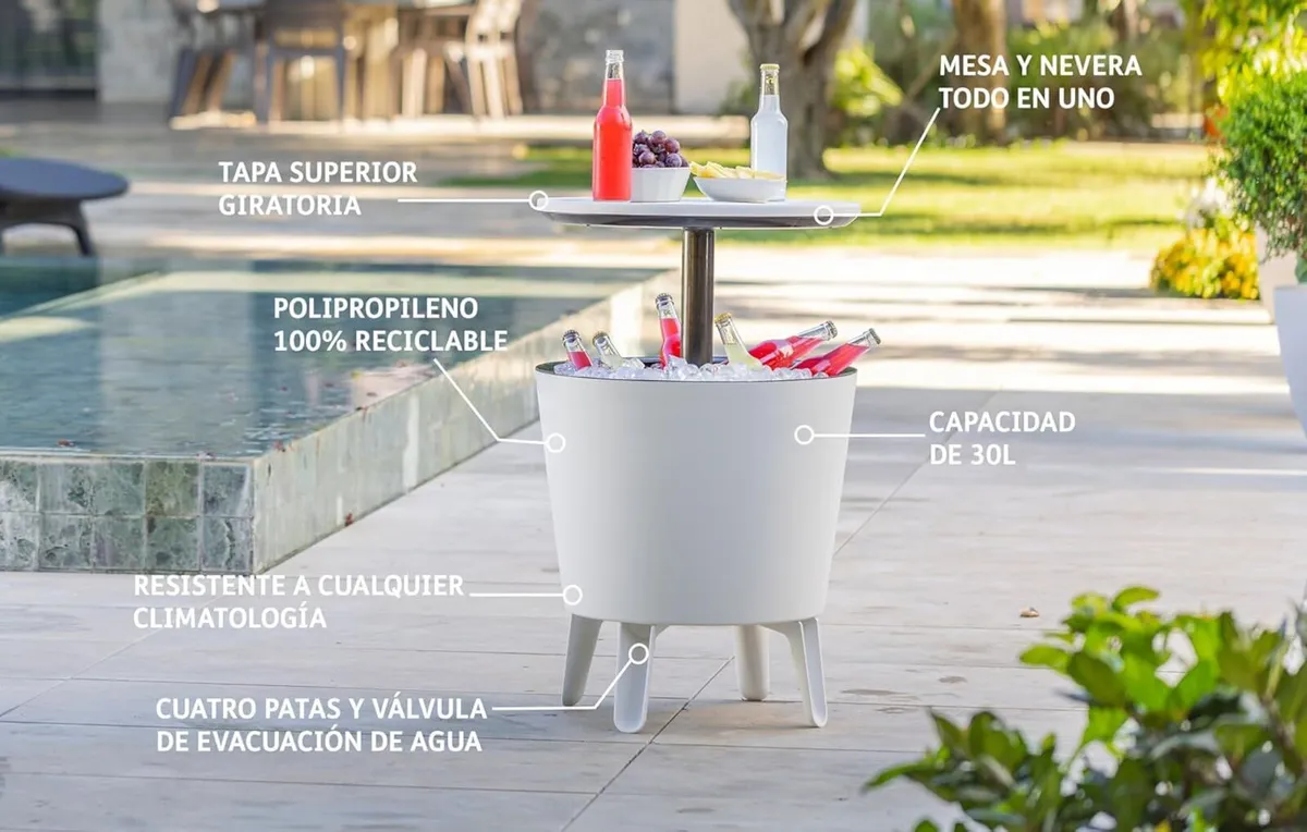 Cool Bar Plastic Outdoor Ice Cooler Table Garden - Image 3