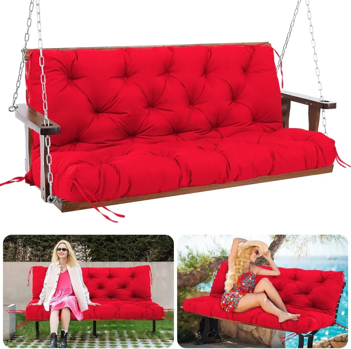 Garden Swing Cushions 3 Seater 150cm Outdoor - Image 1