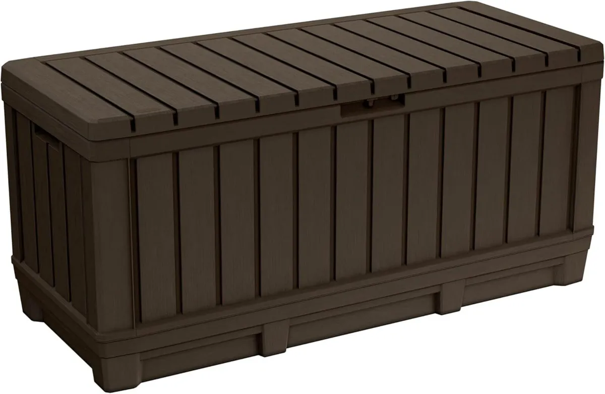 Kentwood 350L Outdoor Garden Storage Box – Brown - Image 1