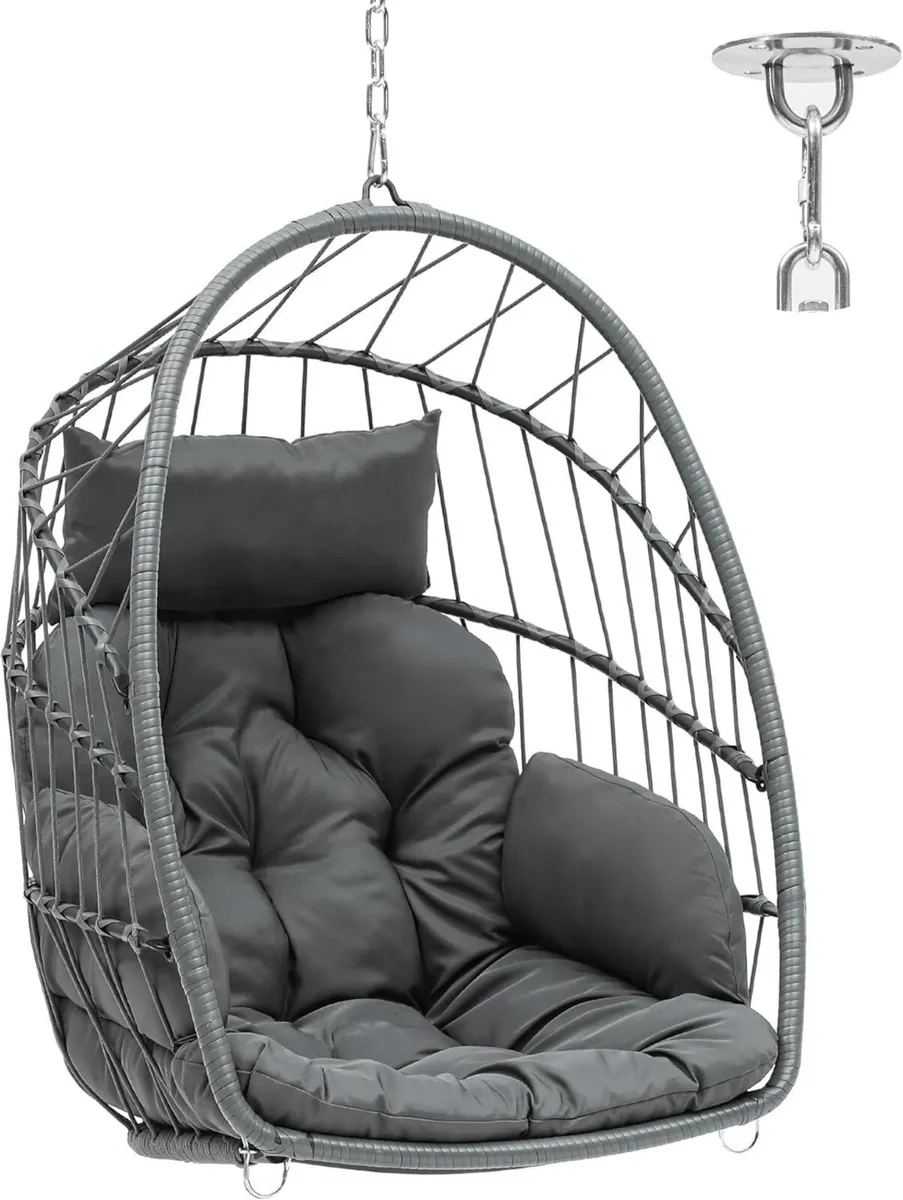 Rattan Egg Chair Max. load 150 kg Garden with 2 - Image 1