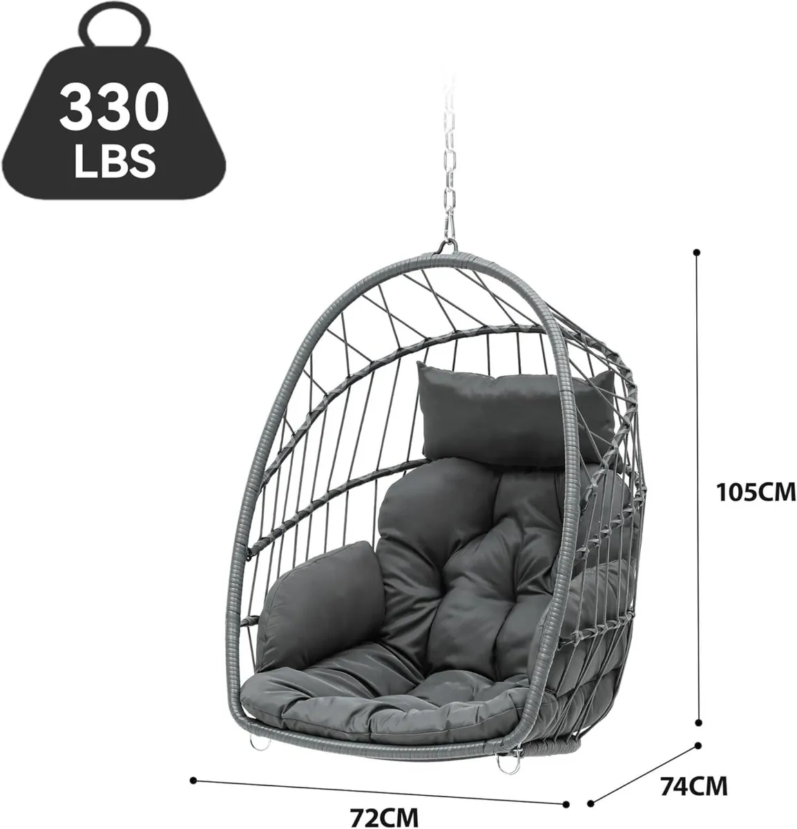 Rattan Egg Chair Max. load 150 kg Garden with 2 - Image 3
