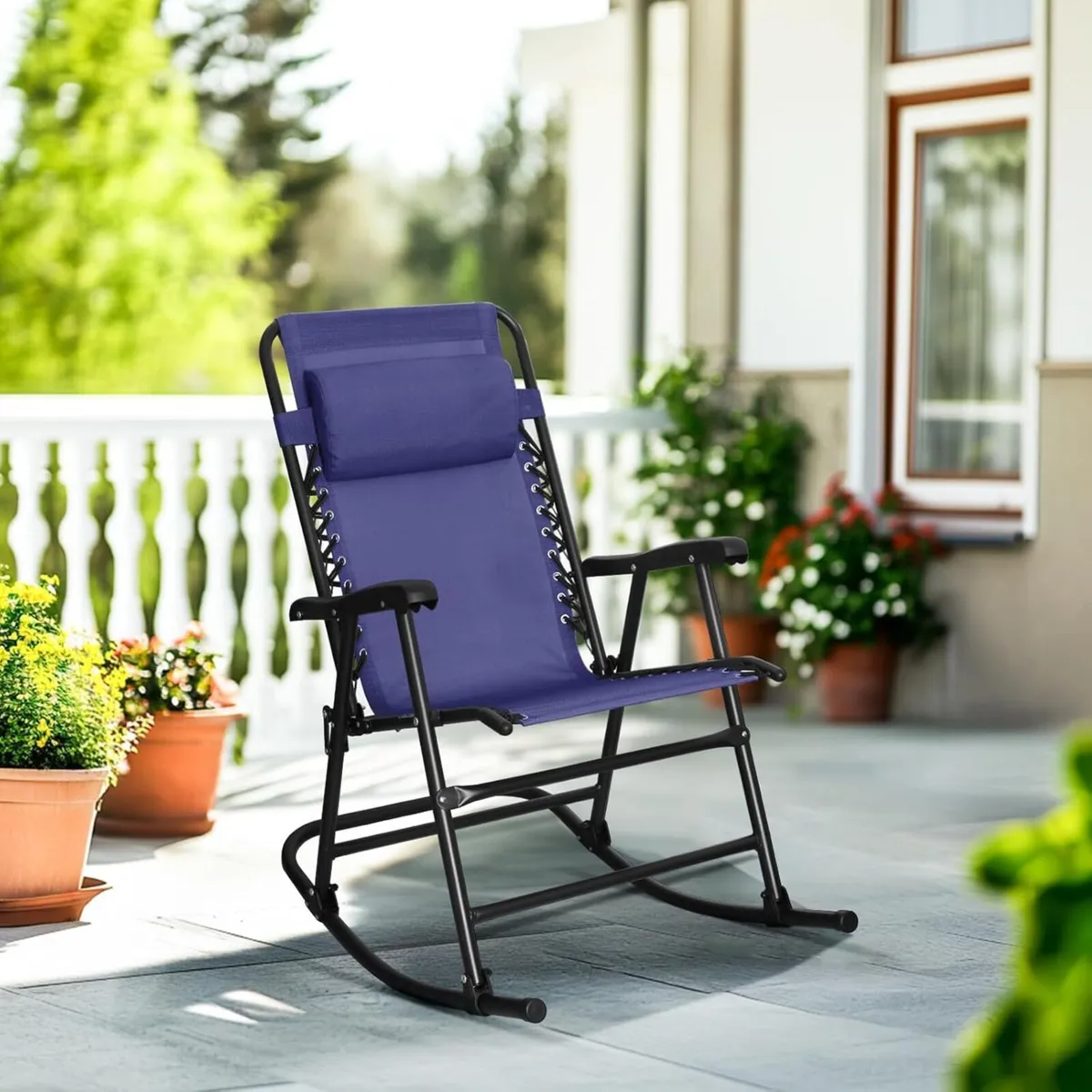 Foldable Rocking Chair Blue - Image 2